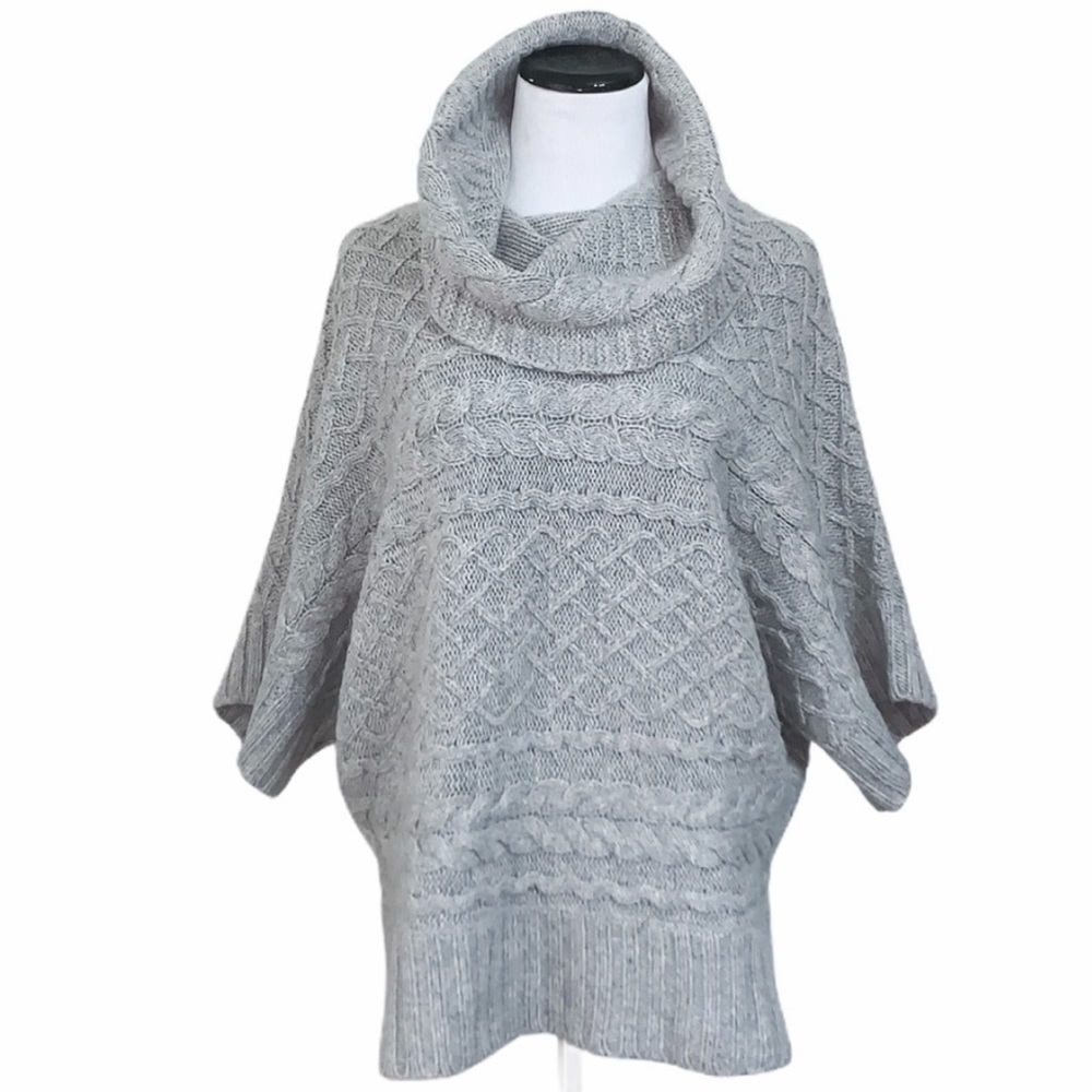 BCBGMaxAzria heather gray cable knit cowl sweater